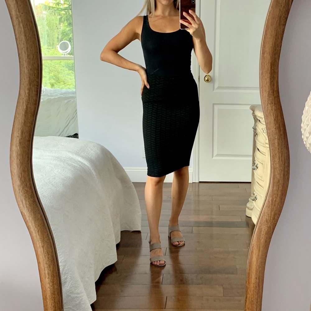 Pull & Bear Black Midi Skirt with Back Slit